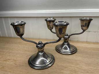 (SET OF 2) VINTAGE MID CENTURY MODERN FROM 1964 'OLD FRENCH' BY NEWPORT STERLING STERLING SILVER CANDLESTICKS