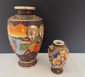 Pair Of Satsuma Style Japanese Vases