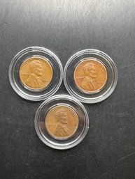 3 Wheat Pennies 1944, 1945-D, 1945-S