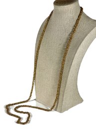 Fancy Link Gold Tone Elongated Necklace 42' Long