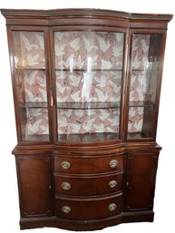 Vintage Drexel China Cabinet With Crane Pattern Accent