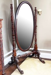 A Lovely Antique Carved Wood Cheval Mirror