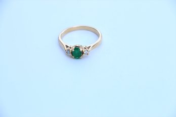 14k Emerald Diamond Ring Size 6.75