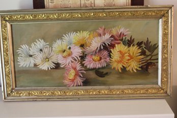 Unsigned Floral Oil Painting 25.5x14