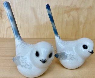 Pair Of Ceramic Birds With Tails In The Air