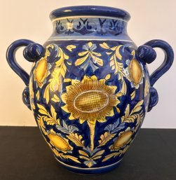 Oriental Collection - Large Ceramic Vase With Painted Sunflowers