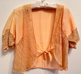 1935 VIntage Silk & Lace Bed Jacket