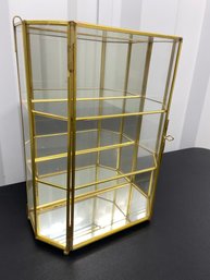 Hanging Glass And Mirror Display Cabinet With Brass Trim 8x4x11