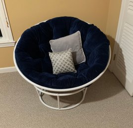 A Round Mod Chair - Plastic Rattan Wrap - With Throw Pillows
