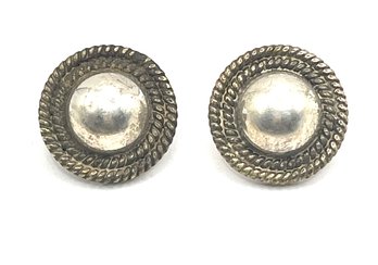 Vintage Mexican Sterling Silver Ornate Round Bubble Earrings