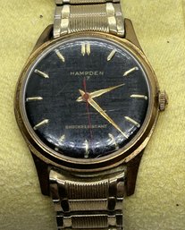 1950s Men's HAMPDEN Manual Winding Wristwatch- Textured Ebony Dial