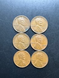 6 Wheat Pennies 1934, 1935, 1936, 1937, 1938, 1939