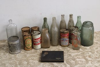 18 Vintage Bottles And Cans.