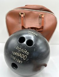 Vintage Ebonite Torado W28-0 Bowling Ball In Vintage Leed's Bag