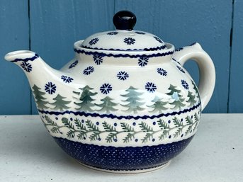 Handmade Polish Pottery Teapot Signed (J)