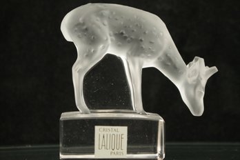 Lalique Signed Frosted Deer Sculpture Made In France