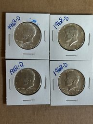 Beautiful Lot Of 4 Kennedy Half Dollars 40 Silver