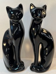 Pair Of Black Ceramic Cats