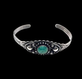 Vintage Sterling Silver Native American Turquoise Cuff Bracelet