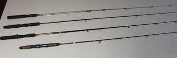 Group Of Four Fresh Water Fishing Rods Including Zebco, Shakespeare, Ngage & Garcia