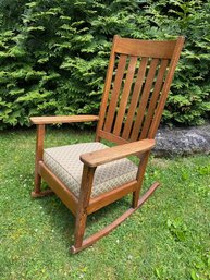 Vintage Mission Style Rocker With Cushion