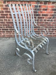 (1 Of 2) Spectacular Antique French Wrought Iron Garden Chair - Incredible Form - Brought From France 1970s