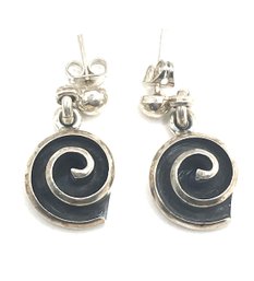 Vintage Mexican Sterling Silver Swirl Dangle Earrings