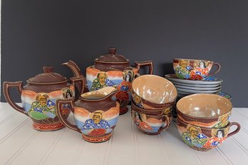 Satsuma Moriage Style Hand Painted Tea Set