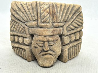 Early Mayan Limestone Figure Head Vessel/pestle