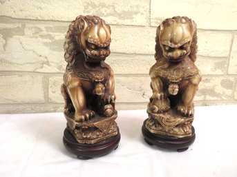 Pair Of Carved Asian Foo Dogs