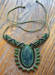 MACRAME Necklace With Large Center Stone