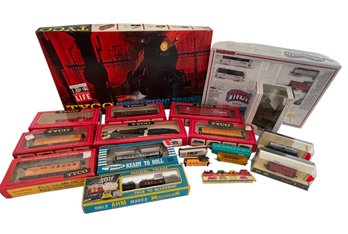 Large Tyco N Scale & Bachman Train Lot, A Few Bronco Pieces New In Box (**LARGE Red Box Is Empty As Shown)