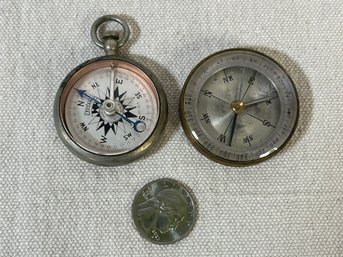 Pair Of Vintage Pocket Compasses - Taylor Leedawl 1931 Plus