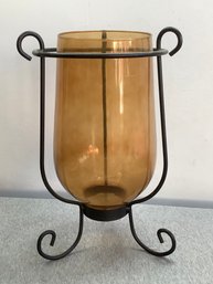 Glass And Iron Large Candle Votive