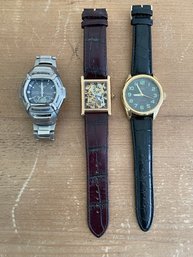 Lot Of 3 Mens Watches Casio Daniel Steiger Q&q