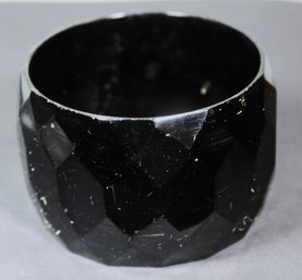 Large Black Faceted Plastic Bangle Bracelet Vintage 1960s