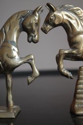 Pair Of Solid Brass Ornamental Horses