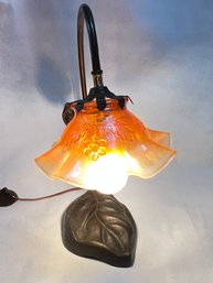 Bronze Lamp W/marigold Shade