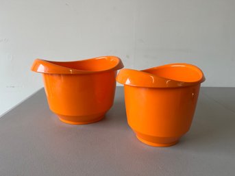 2x Mid Century Modern Perstorp Sweden Orange Melamine Mixing Bowls - Arne Darnell