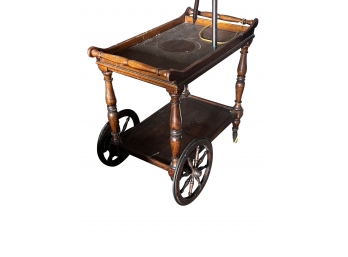 Antique Oak Wooden Tea Cart