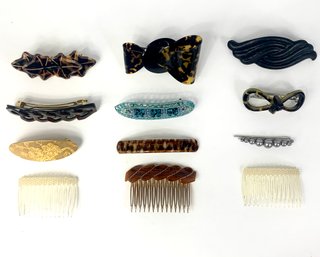 Large Group Of Ladies Hair Clips & Combs - Mostly Made In France