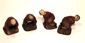Collection Of Four Red Jersey Football Players Rubber Toy Soldiers