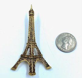 Large Eiffel Tower Brooch With Antiqued Goldtone Finish