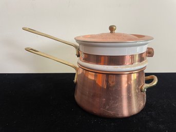 Brass Double Boiler With Ceramic Bowl