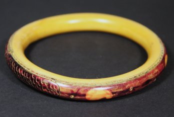 Strange And Odd Vintage Bakelite Bangle Bracelet Dual Color