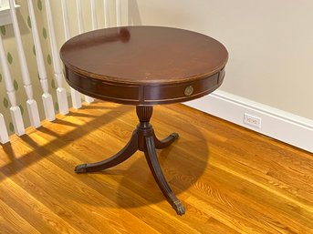 As Is Vintage Drum Table With Drawer