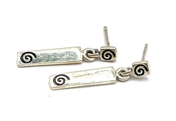 Vintage Sterling Silver Southwestern Swirl Dangle Earrings