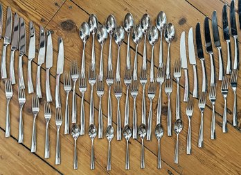 A Large Stylish Modern Flatware Service 'Silhouette' By Couzon - Nearly Service For 10 Plus Lots Of Extras