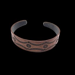 Vintage Native American Copper Etched Cuff Bracelet