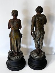 Pair Of Antique Spelter Bronze Sculptures, Angelus' By A De Ranieri